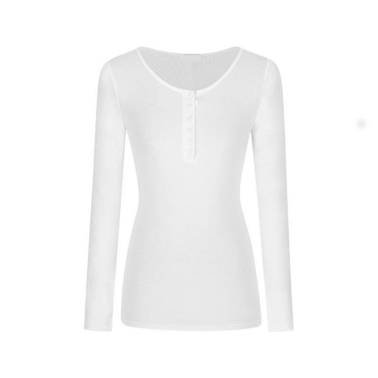 Women's Slim Fit Button Down Long Sleeve Shirt Early Autumn Simple Top Student Shoulder Inner Wear Bottoming Blouse