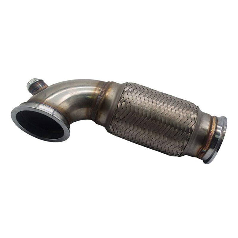 Stainless Steel 3"inch 76mm V-Band Downpipe Low Profile 90 Degree with Flex Bellow Pipe Auto Parts