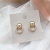 Korean Simple Stud Earrings Temperament Sweet Pearl Flower Earrings Female Jewelry