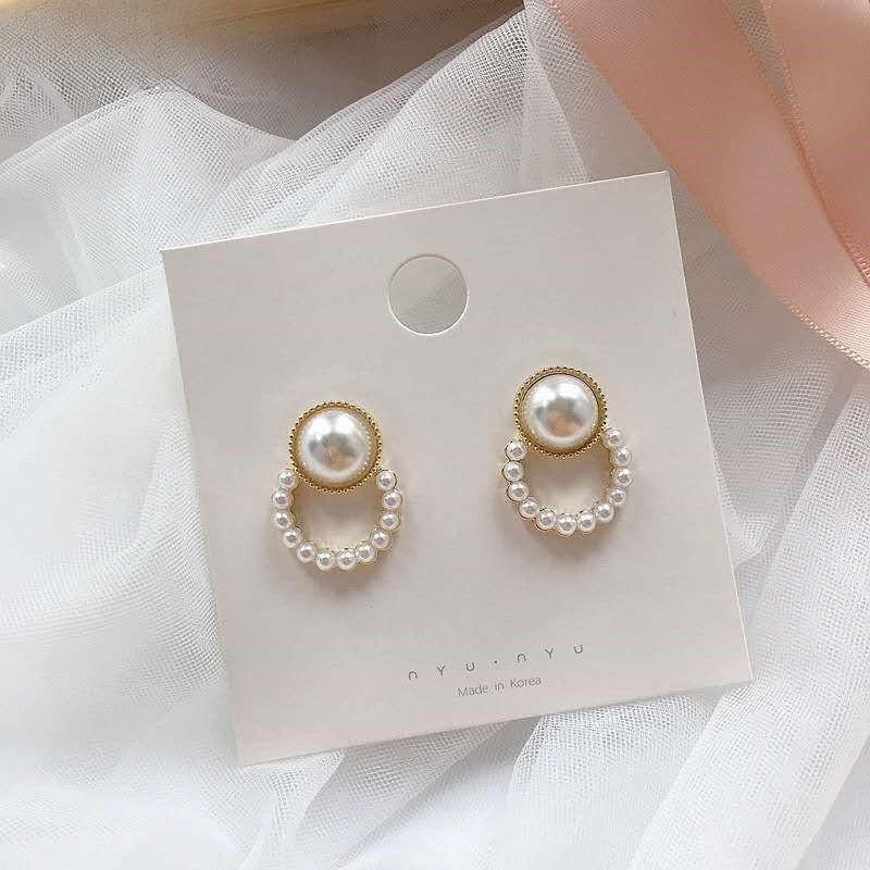 Korean Simple Stud Earrings Temperament Sweet Pearl Flower Earrings Female Jewelry