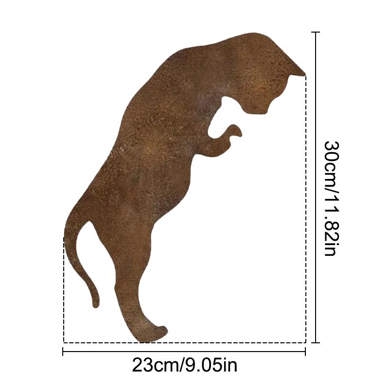 Деревенская ржавая металлическая статуя кошки для сада | Классический уличный декор для двора | Прочное отдельно стоящее украшение для газона | Отделка в земляных тонах