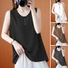 Женский жилет с круглым вырезом без рукавов, однотонные майки свободного кроя, дышащий повседневный жилет для праздников, вечеринок, повседневная одежда
