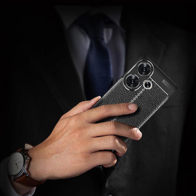 For Xiaomi Redmi Turbo 3 5G/Poco F6 5G Cell Phone Cases Non-Slip Grip Litchi Texture TPU Shell