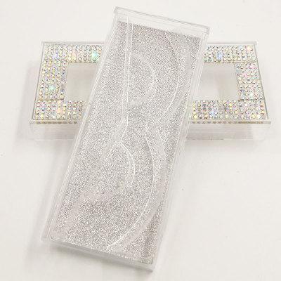 Custom Packaging Glitter Rhinestone Lash case Empty Rhinestones Eyelash Box with windows