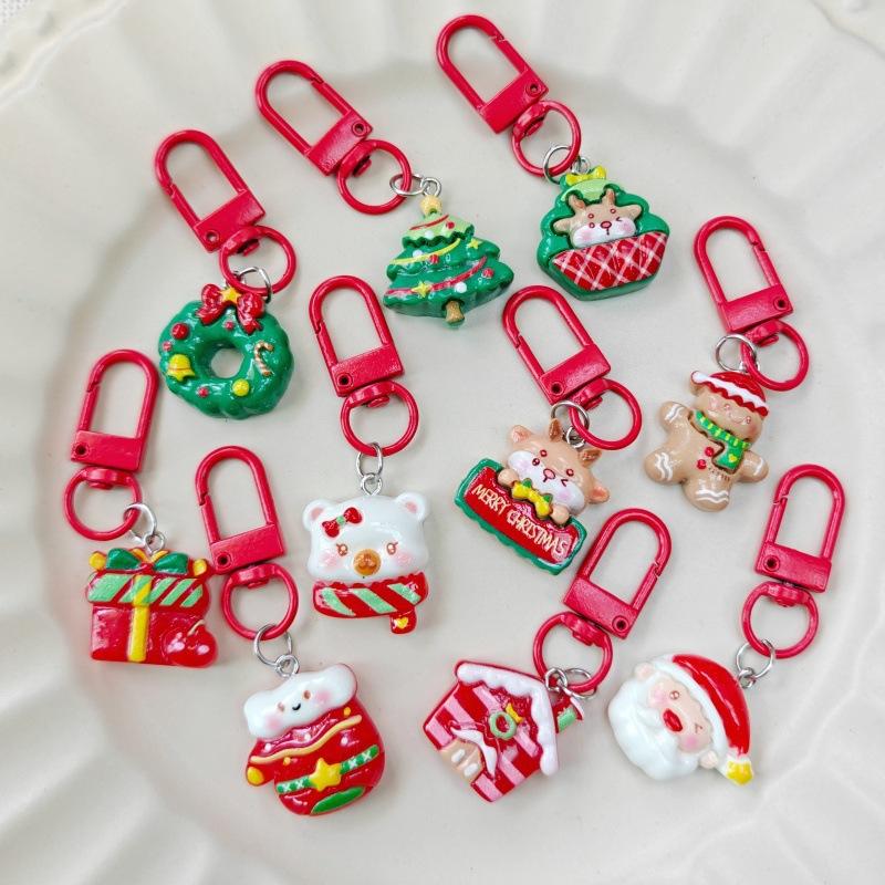 Мультяшный Рождественский Брелок Милый Смоляной Санта Клаус Рождественская Елка Подвеска Брелок Аксессуары для Сумки Праздничная Вечеринка Рождественский Подарок