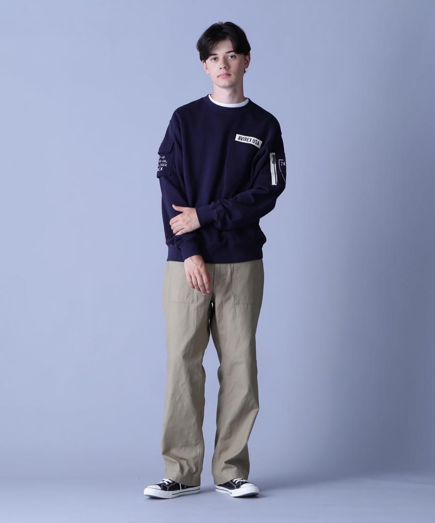 AVIREX FATIGUE CREWNECK SWEAT L navy 783-3932004