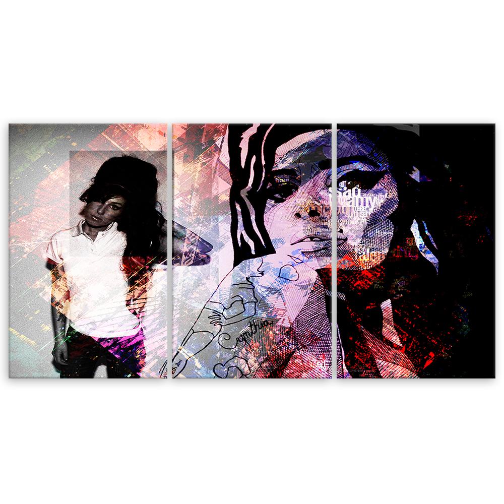 Картина из трех частей, принт на холсте Эми Уайнхаус