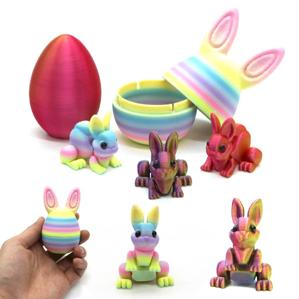 Пасхальные 3D-печатные украшения-кролики и яйца - Игрушки-модели с подвижными частями