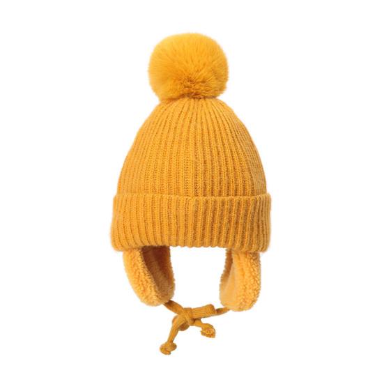 Yousheng Children Hat Thickened Wool Knit Hat with Pom-Pom Ball Decor Extended Ear Flaps Design Fleece Lining Warm Winter Hat