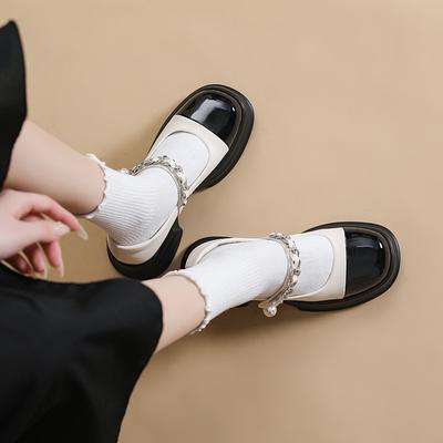 Натуральная кожа плоская для женской обуви Huizhou виноградная мать, та же обувь универсальна в подборе цвета и увеличивает рост толстой подошвой небольшой le