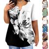 Fashion Plus Size Women's Casual Short Sleeve Round Neck Floral Print T-shirt With Pockets