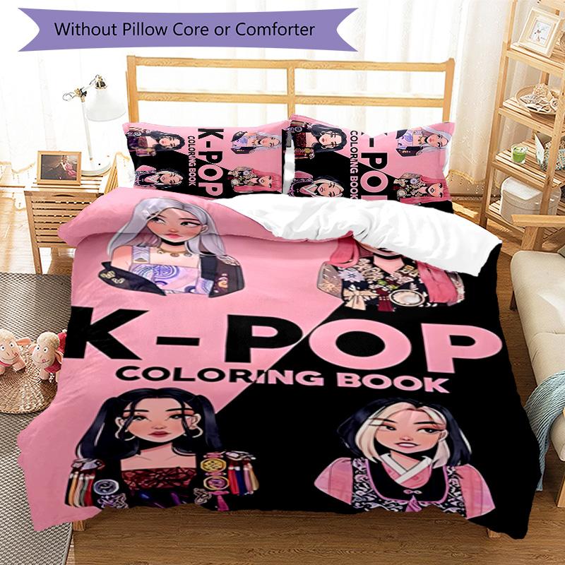 3pcs Kpop1 pattern bedding set duvet cover set includes duvet cover &pillowcases, perfect all season bedroom decoration & gift