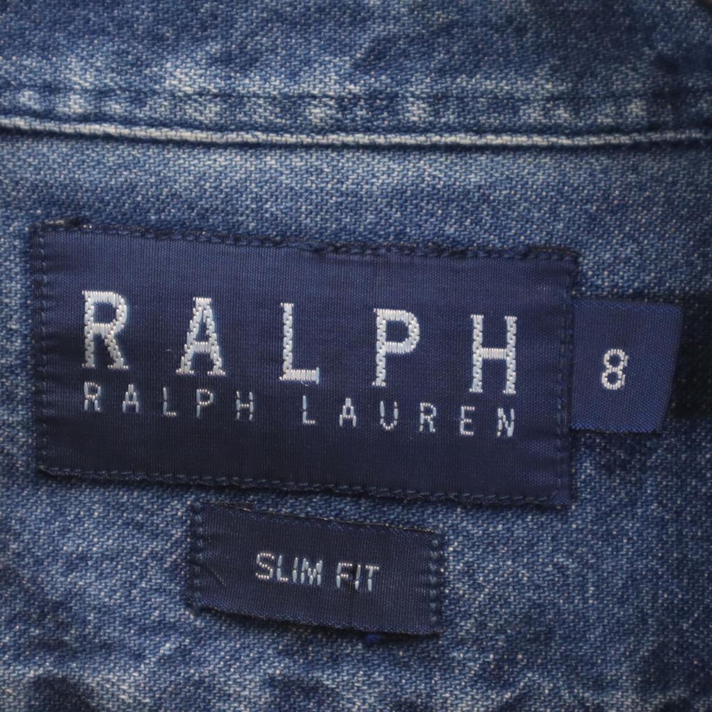 RALPH RALPH LAUREN Long sleeve Dungaree denim Button down shirt 8 Kid's Used