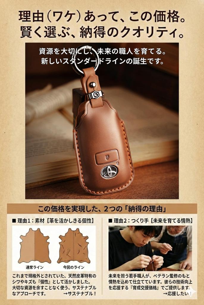 Key Genuine Leather Key Compatible with Accessory 4 HALLMOSmart Case, Cover, Roomy/Tanto (LA650S/LA660S)/Move Canvas/Atrai/Thor (Daihatsu/Toyota