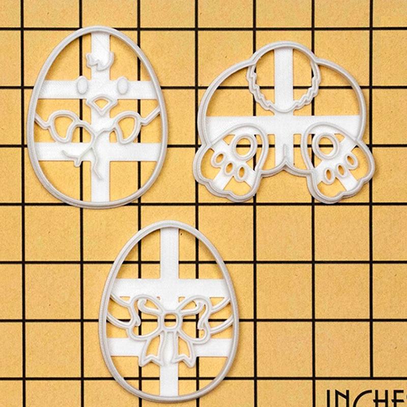 3Pcs Easter Egg Cookie Cutter Bunny Chick Shaped Fondant Icing Biscuit Mold