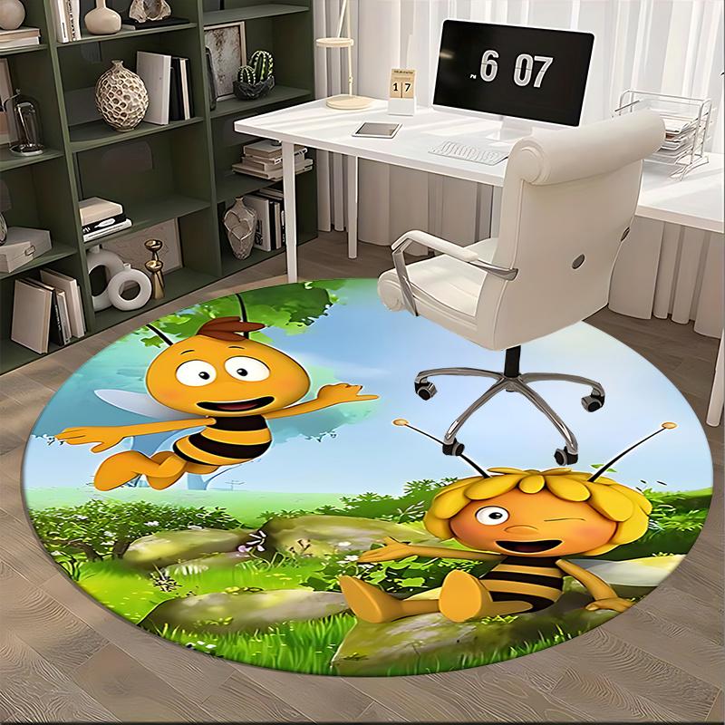 Bee themed Chair Mat Round Carpet for Home Decor, Office Use, Gift Idea Suitable for Bedrooms, Living Roomss0290b