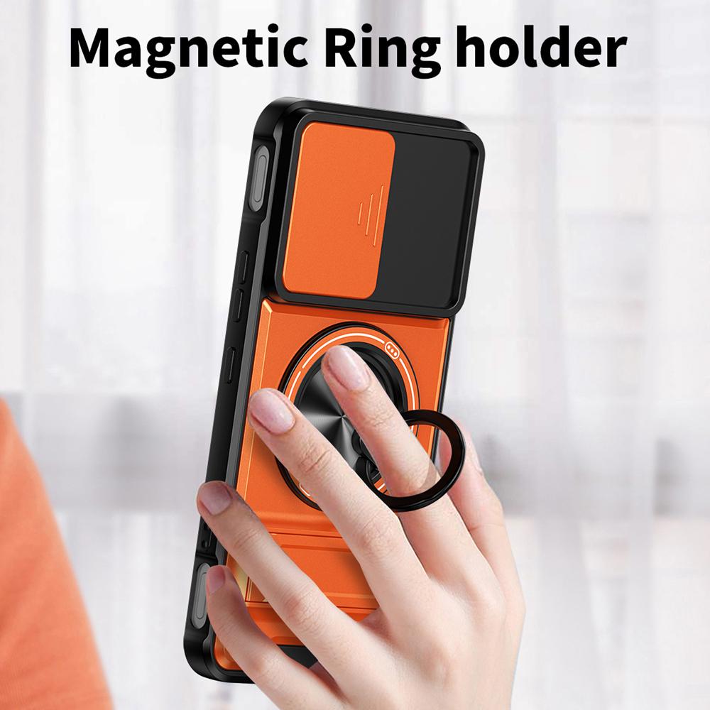 KEYSION Магнитный чехол для телефона для Infinix GT 30 30 Pro 5G Защита камеры со сдвижной крышкой Вертикальная подставка Кольцо 360 Ударопрочная задняя крышка