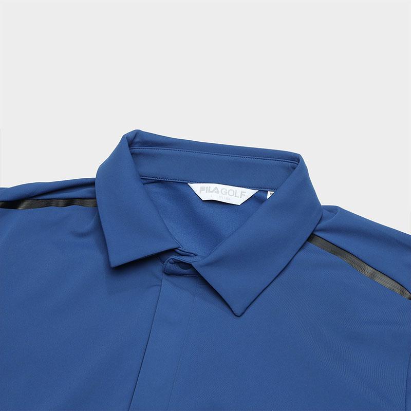 Fila Solid Color Golf Knit Long Sleeve Polo Shirt Men Tops Porcelain-Blue A11M345206F-BU