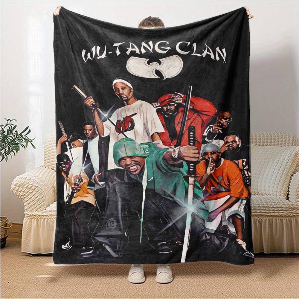 Wu‑Tang Clan Hip‑Hop Band Group Print Flannel Blanket Soft Warm Throw Blanket for Sofa Bed Living Room