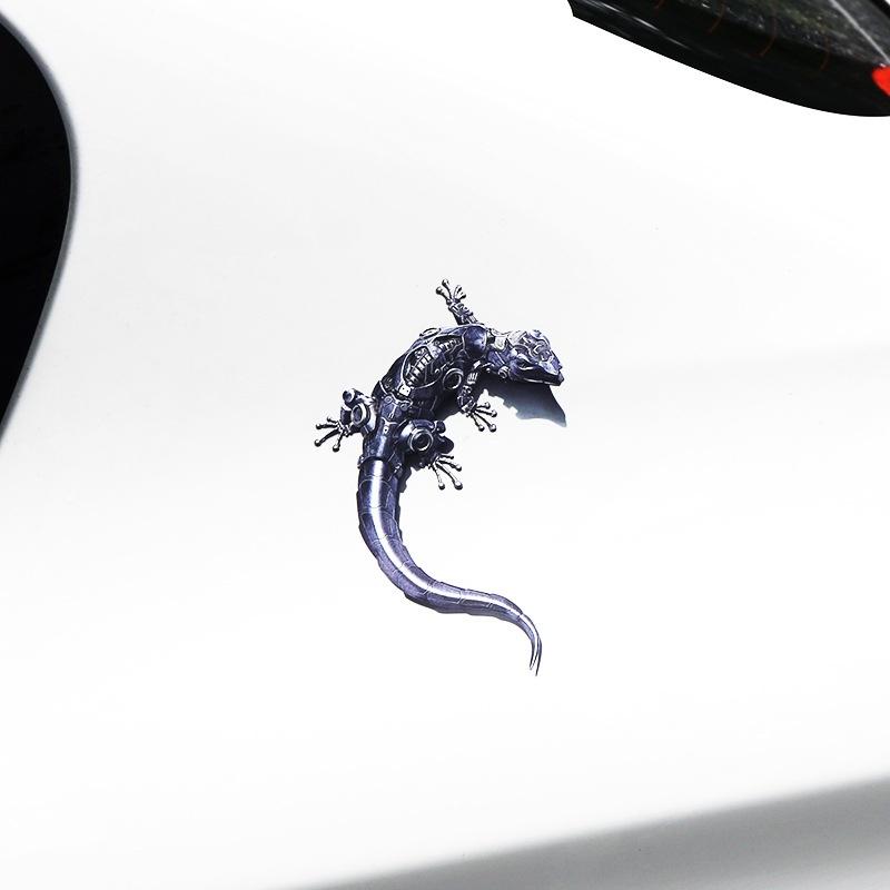 3D автомобильная наклейка оконный геккон Gekko механическая эмблема ящерицы хромированная наклейка из ПВХ