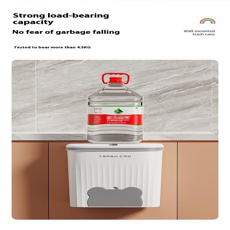 Kitchen Wastebasket Wall Mounted Trash Can With Lid Bathroom Trash Bin Garbage Can For Cabinet Under Sink Compost Bin