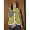 Coolhut Fashionable American Retro Green Loose and Versatile Vest with a High-End Feel for Work Clothing and Warmth for Women