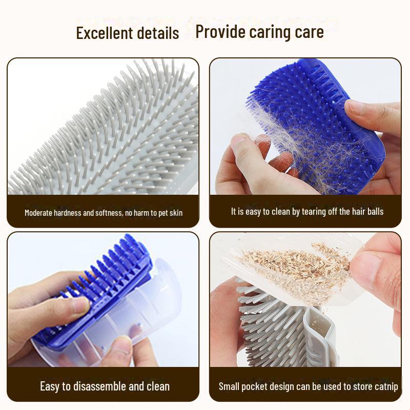 Cat Scratching Corner: Self-Grooming & Hair Removal Brush with Catnip