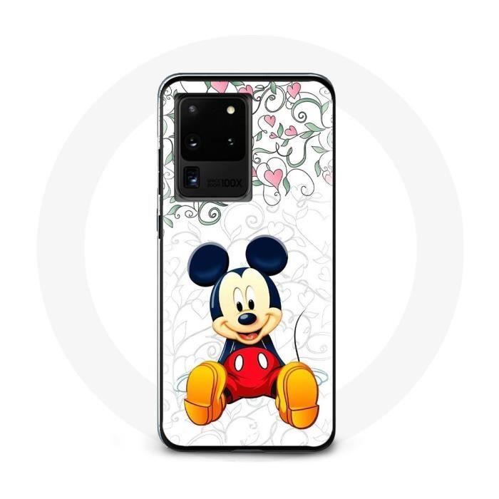 Coque pour Samsung Galaxy S20 Ultra Mickey Mouse Fleurs Cœurs