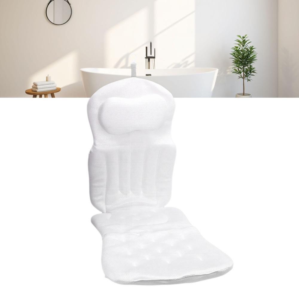 with Suction Cups Full Body Bath Pillow White Bathtub Pillow Head Neck Back Support