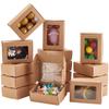 100 шт. Крафт-бумажные коробки для хранения с прозрачным окном, квадратные, цвет BurlyWood, 8,5x6x3 см