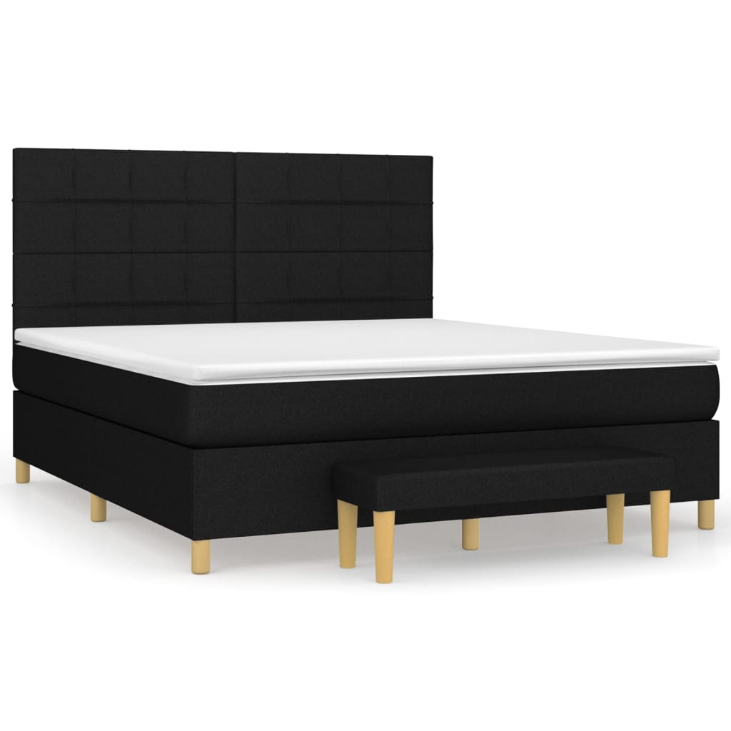Box Spring Bed with Mattress Black 160 x 200 cm Fabric