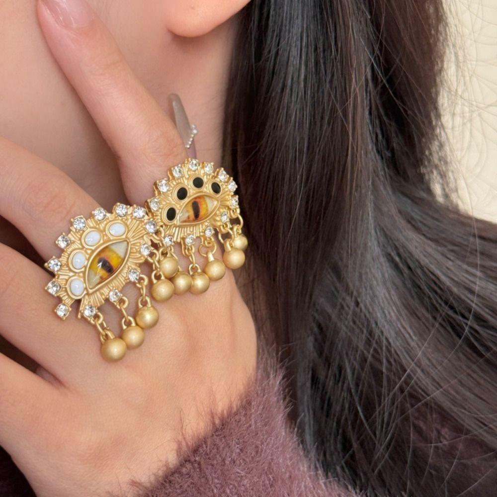 Геометрическое кольцо с голубыми глазами, жемчужное винтажное золотое кольцо, ретро кольцо с глазом демона, подарок