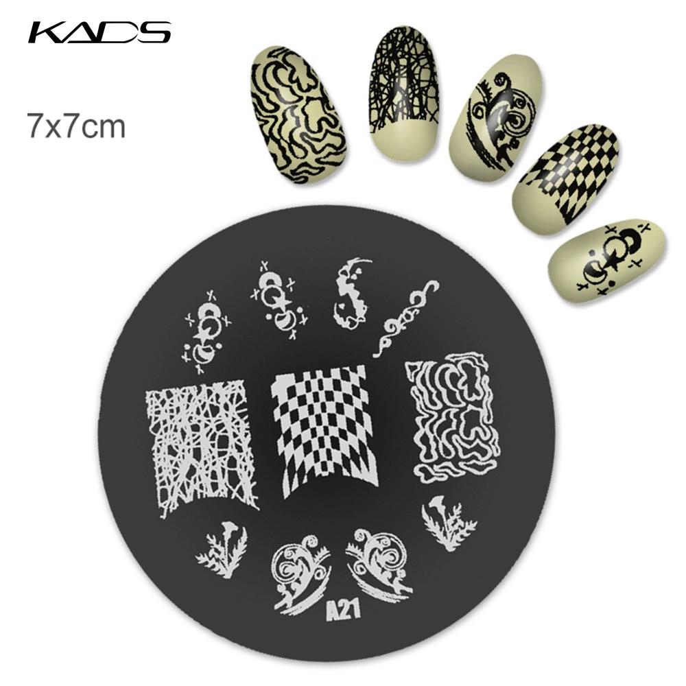 kads 1PC Round Stainless Steel Nail Art Nail Stamping Plates Manicure Stamp DIY for Nail Templates Classic Series Tools