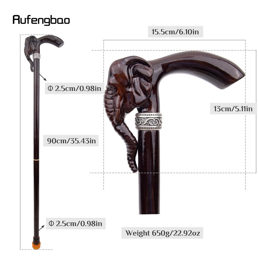 Elephant Brown Wooden Fashion Walking Stick Decorative Vampire Cospaly Party Wood Walking Cane Halloween Mace Wand Crosier 90cm