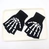 Stretch Punk Skeleton Gloves Black Skull Half Finger Gloves  Halloween Party