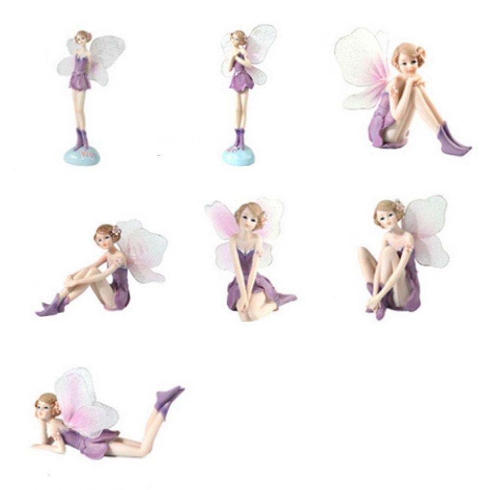 Purple Fairy Girl Miniature Winged Angel Flying Miniature Gift Flower Fairy Figurine  Desktop