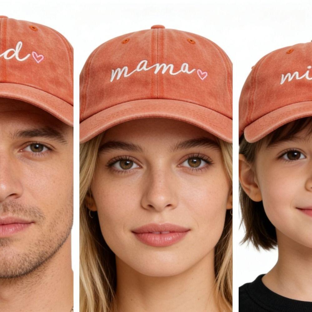 Регулируемая мини-кепка с вышивкой 'Dad Mama Love' из стираного хлопка Кепка-бейсболка Подарки