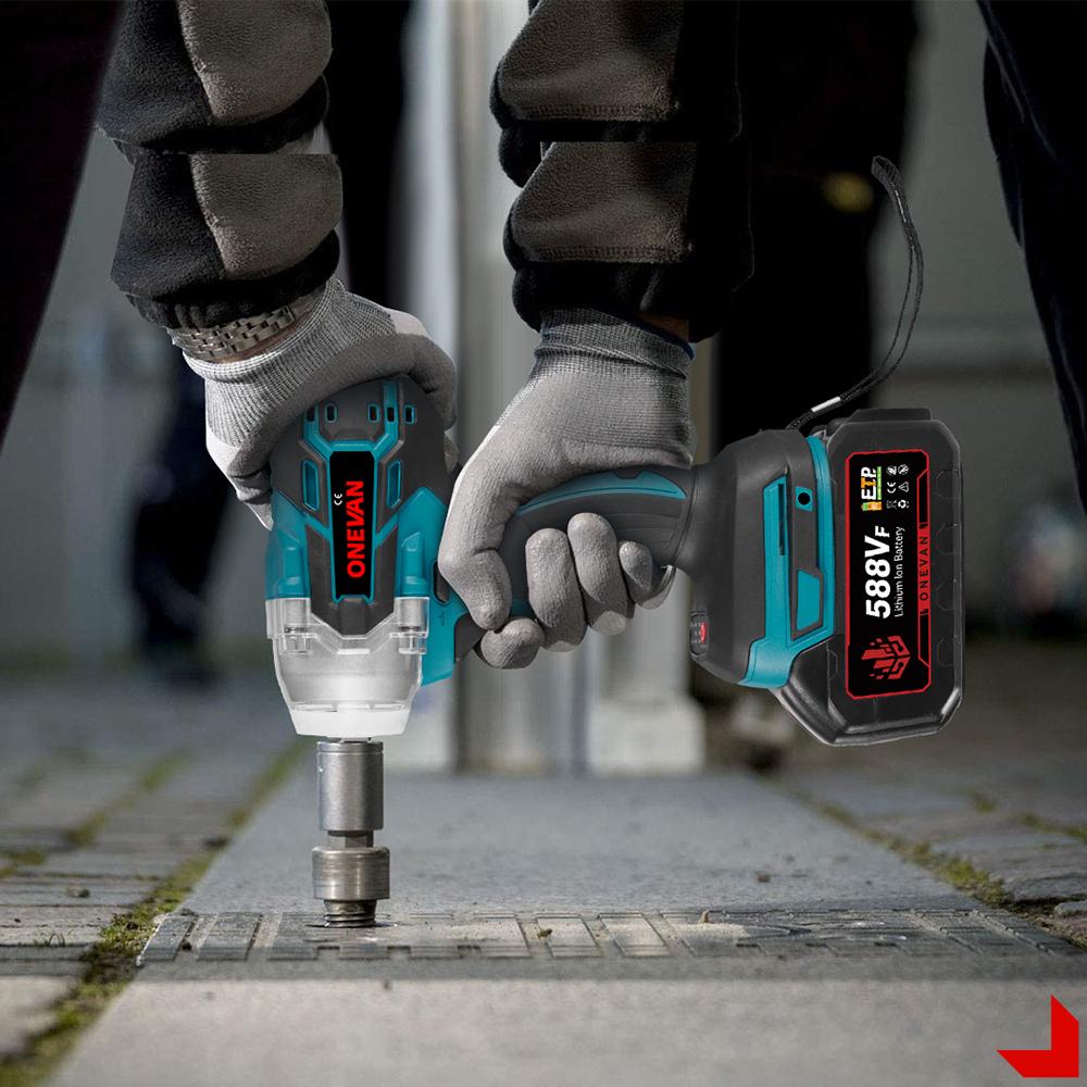 ONEVAN 520N.M бесщеточный электрический ударный гайковерт 1/2 дюйма беспроводной шестигранный набор головок отвертка электроинструмент для Makita 5BBVF/18V аккумулятор