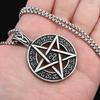 Новое модное круглое пятиугольное ожерелье в стиле ретро из нержавеющей стали с подвеской в виде звезды