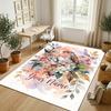 Floral Theme Soft Crystal Velvet Rug Custom Name & Text Print Non Slip Floor Rug for Bedroom Living Room