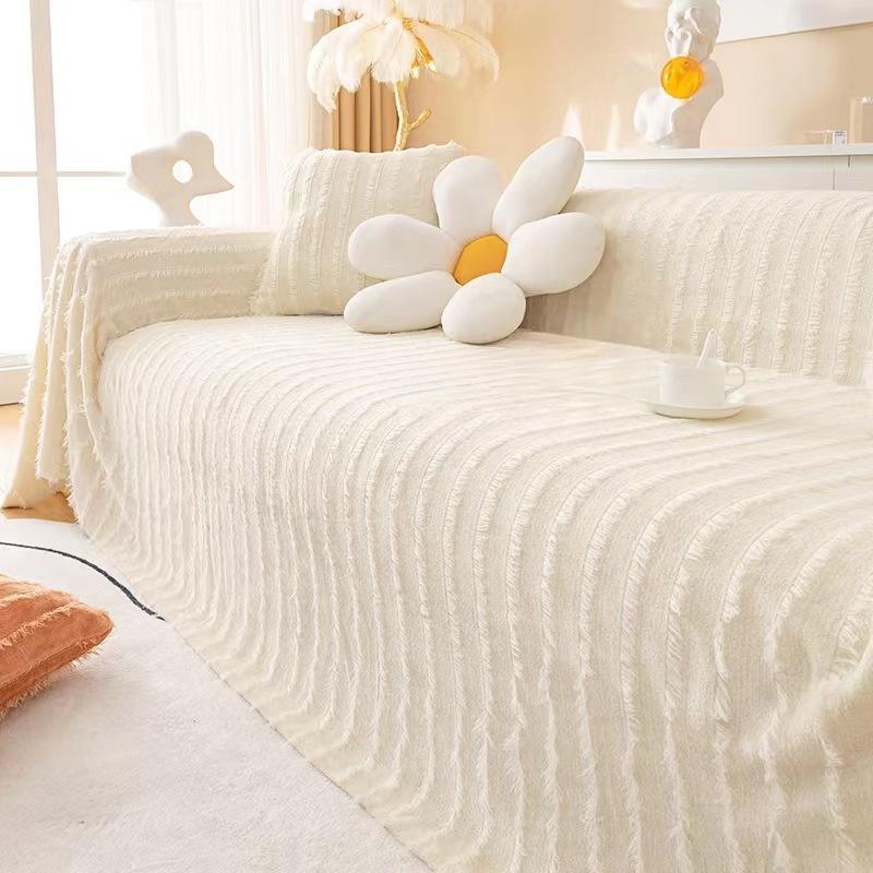 Plush Sofa Cover Cream Color Four Seasons Universal Sofa Towel Sofa Cover Anti-Scratching Full Cover Towel