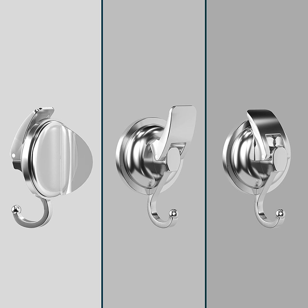 Reusable Polished Heavy-Duty Chrome-Plated Organization Bathroom Shower Suction Cup Hooks