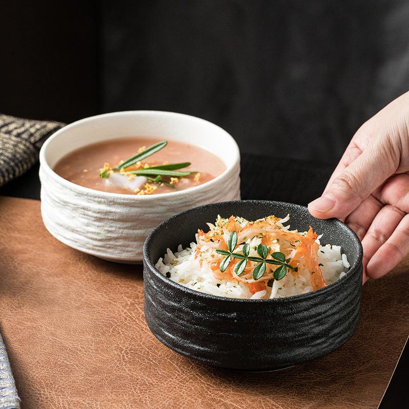 Креативная миска с узором камня для домашнего использования, новая керамическая десертная черная миска