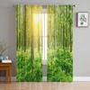 Green Forest Grassland Sunshine Trees Sheer Curtains for Living Room Decoration Window Curtains Kitchen Tulle Voile Curtains