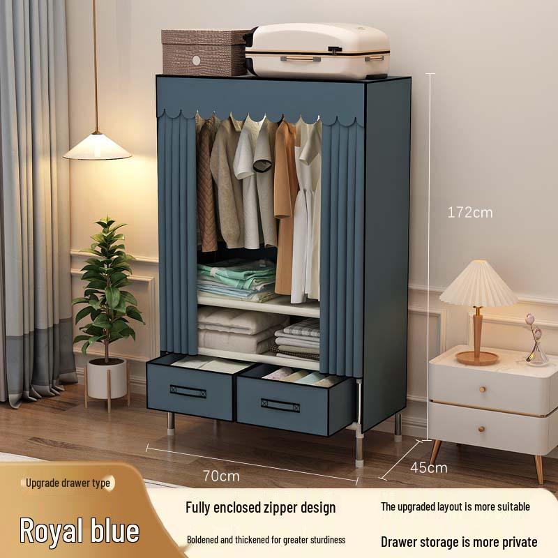 Sturdy Polyester Fabric Wardrobe with Reinforced Steel Pipes