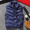 Autumn Winter Men Vest Cotton Padded Solid Color Zipper Windproof Thickened Sleeveless Jacket Streetwear