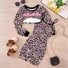 Girls Cartoon 2 Piece Outfits, Long Sleeve Crop Top + Spaghetti Strap Bodycon Dress, Dreamy Sweet Cartoon Print Party Dress Set