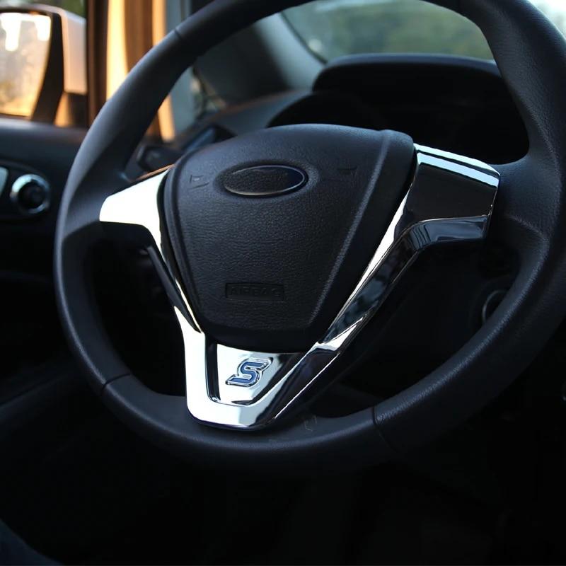 ABS отделка рулевого колеса наклейки с блестками для Ford Ecosport 2013-2016 New Fiesta 2012 2013 2014 2015 2016 2017 автоаксессуары
