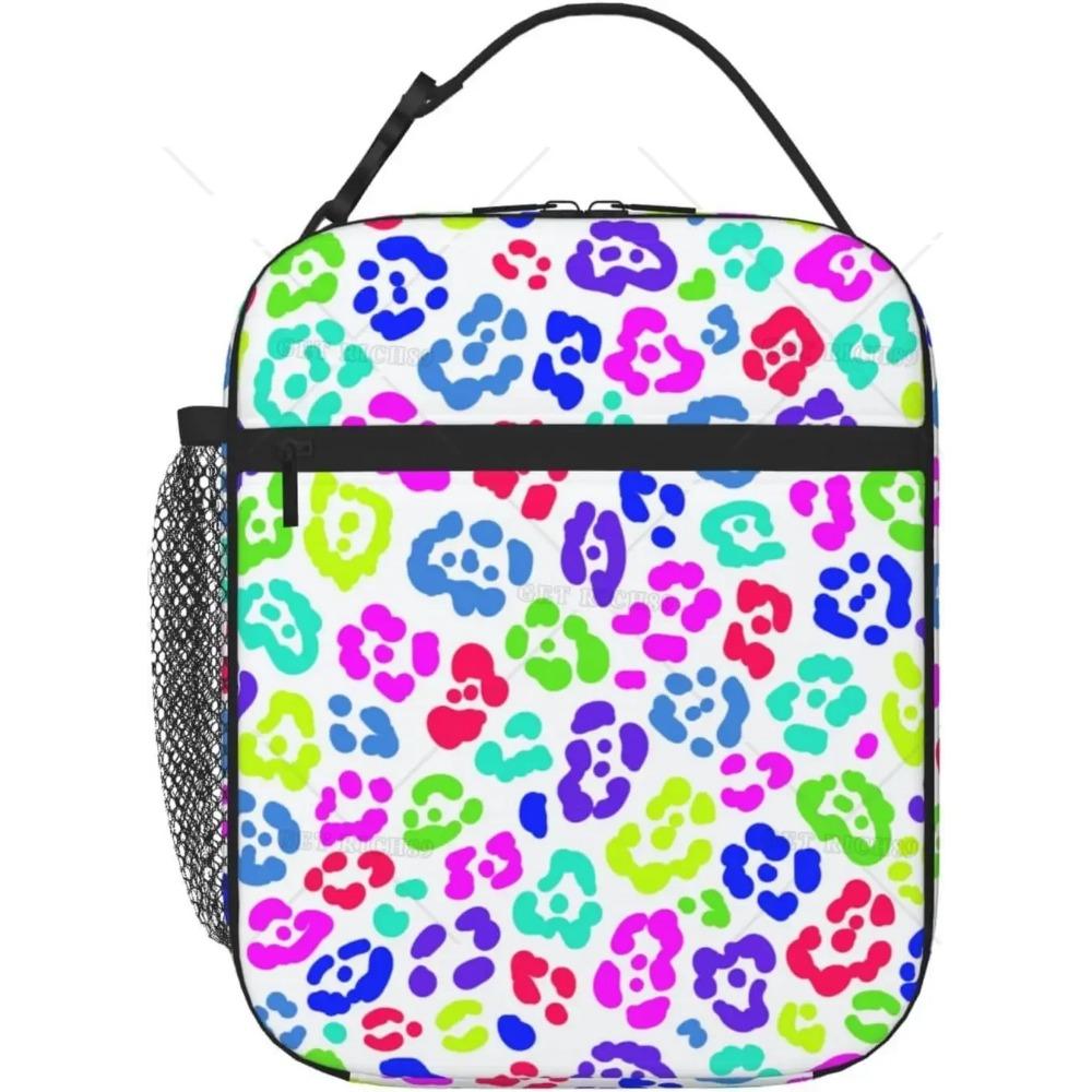 Сумка для ланча с принтом из разноцветной кожи животных, розовая, в полоску зебры, изолированная, большая, многоразовая, герметичная сумка для ланча ForWork