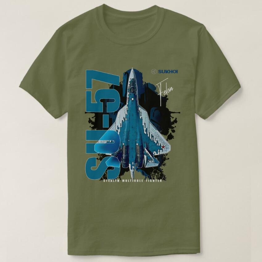 Su-57 Stealth Multirole Fighter Aircraft T-Shirt Short Sleeve Casual Cotton O-Neck T Shirts